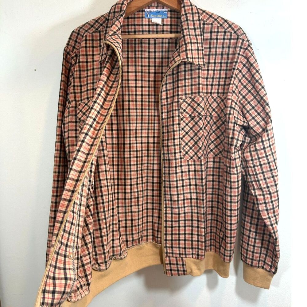 Stag Hill by Haband Red Tan Black Plaid Size L Zip Up Shacket Outdoors Camping - Picture 6 of 11